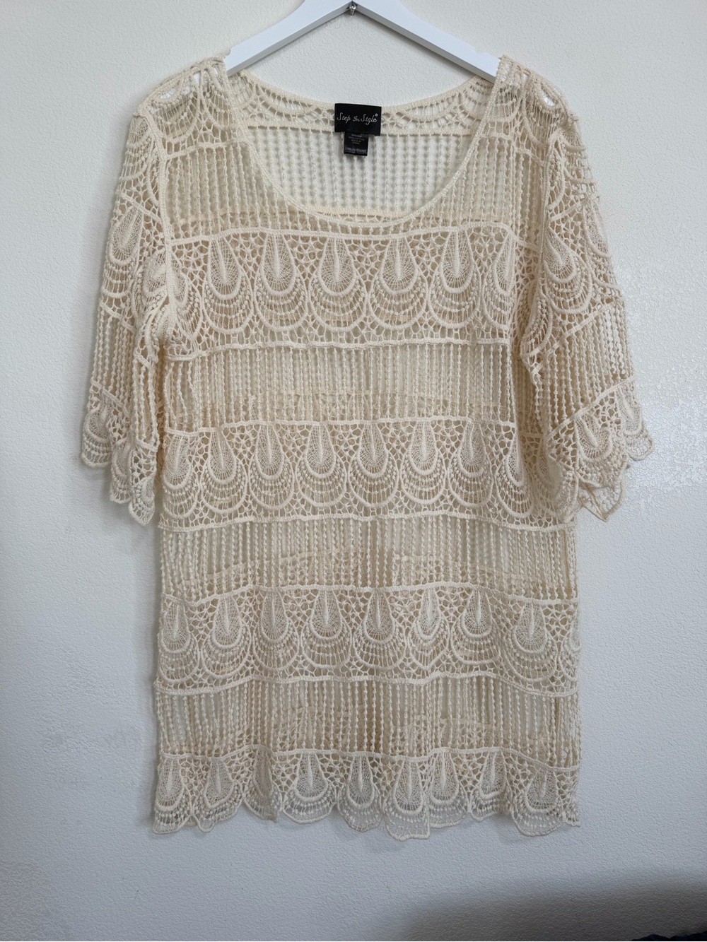 Crochet Cover-Up Tunic in Cream by Step in Style